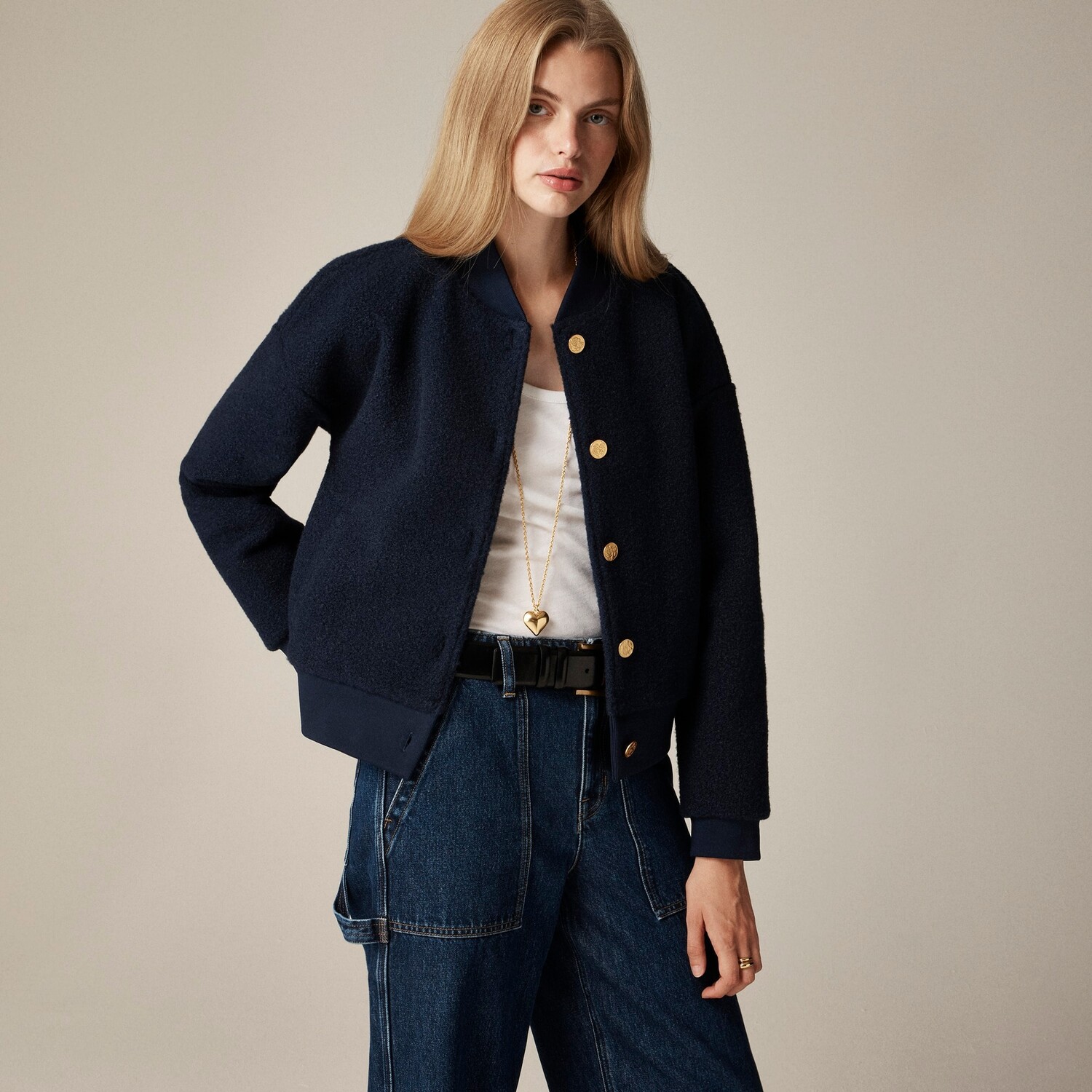 

Куртка-Бомбер из букле J.Crew, синий