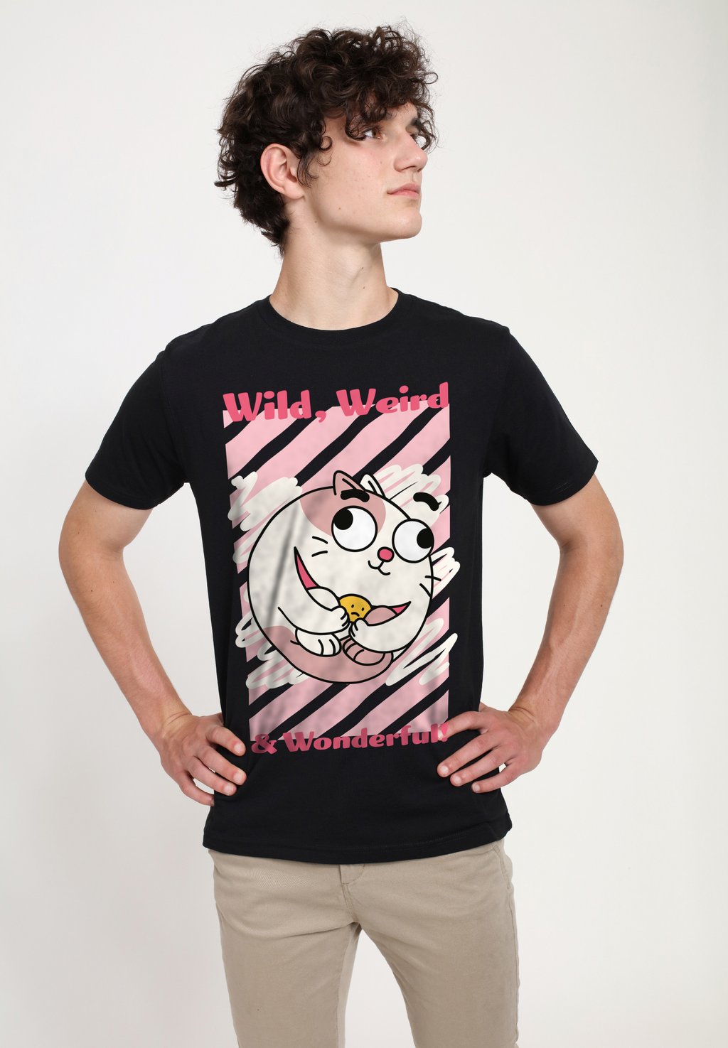 

Футболка с принтом DOG CAT MOUSE CHEESE WILD WEIRD WONDERFUL Henry Tiger, черный