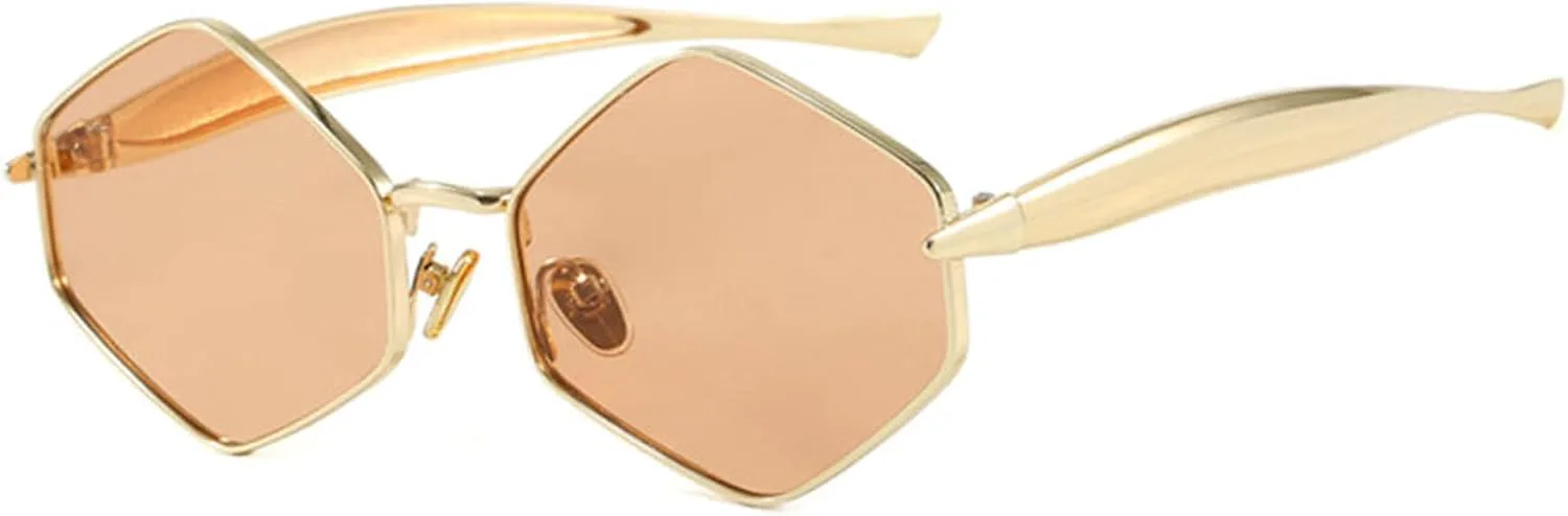 

Willochra Модные многоугольные женские солнцезащитные очки в винтажном ромбовидном стиле, уникальные металлические оправы, панк-очки для мужчин, Light Tea