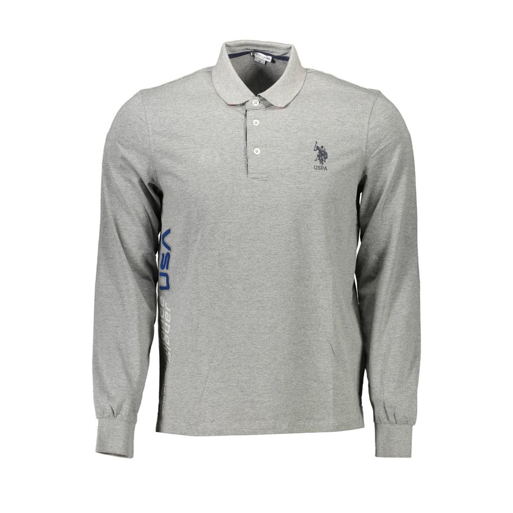 

Серая хлопковая мужская рубашка поло U.S. Polo Assn.