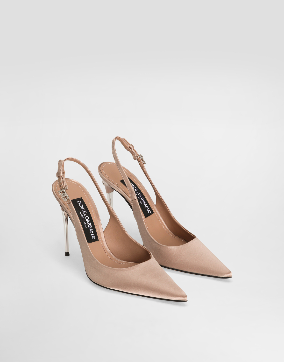 Атласные туфли с ремешком на пятке Dolce & Gabbana, бежевый — фото 2