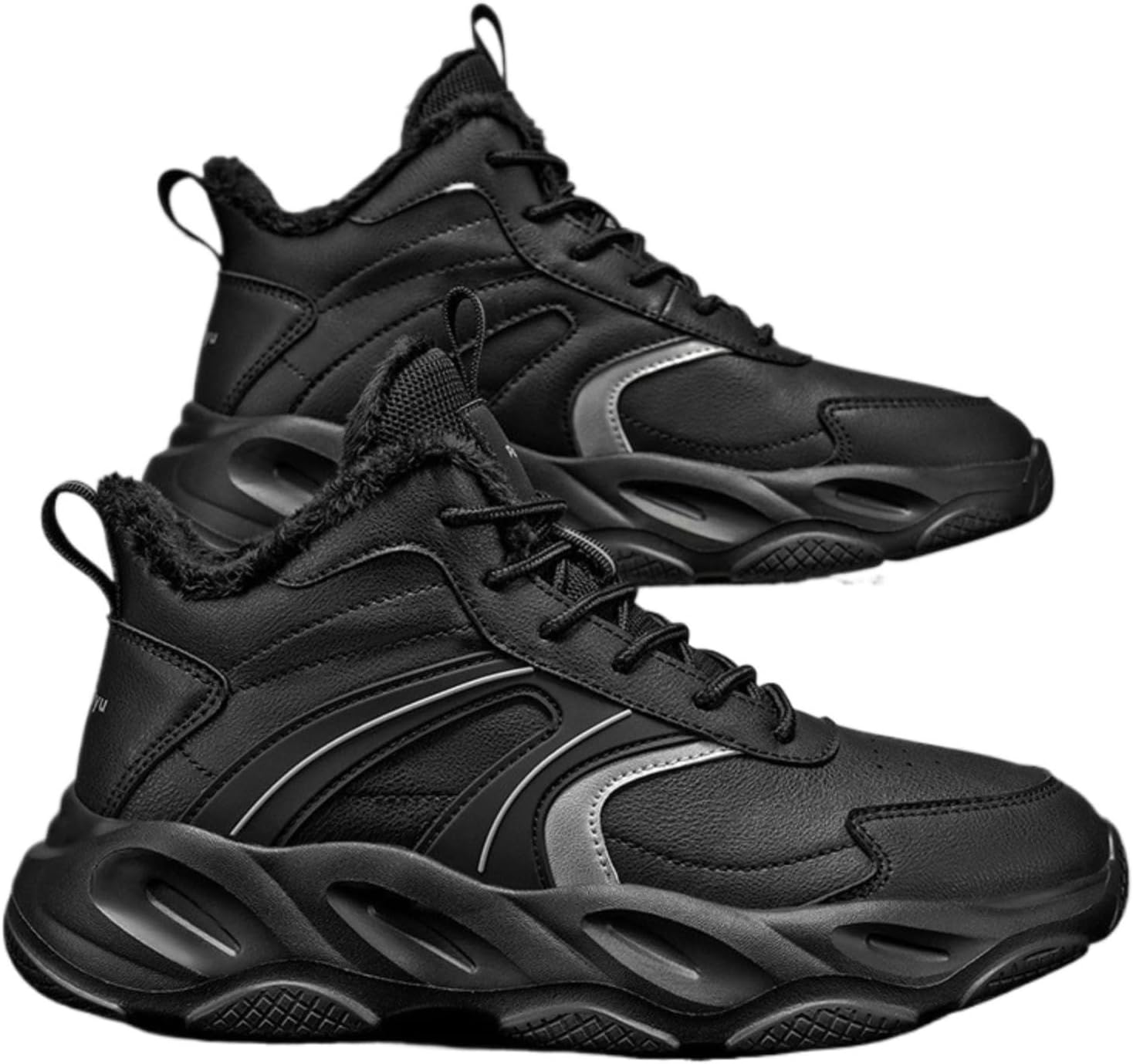 

Мужские зимние кожаные кроссовки - утепленные повседневные туфли с резиновой подошвой, удобные шнурованные прогулочные туфли для ежедневной носки (белые, черные, хаки) Azttoztto