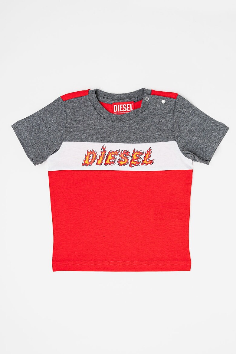 

Хлопковая футболка в стиле колор-блок Diesel, красный