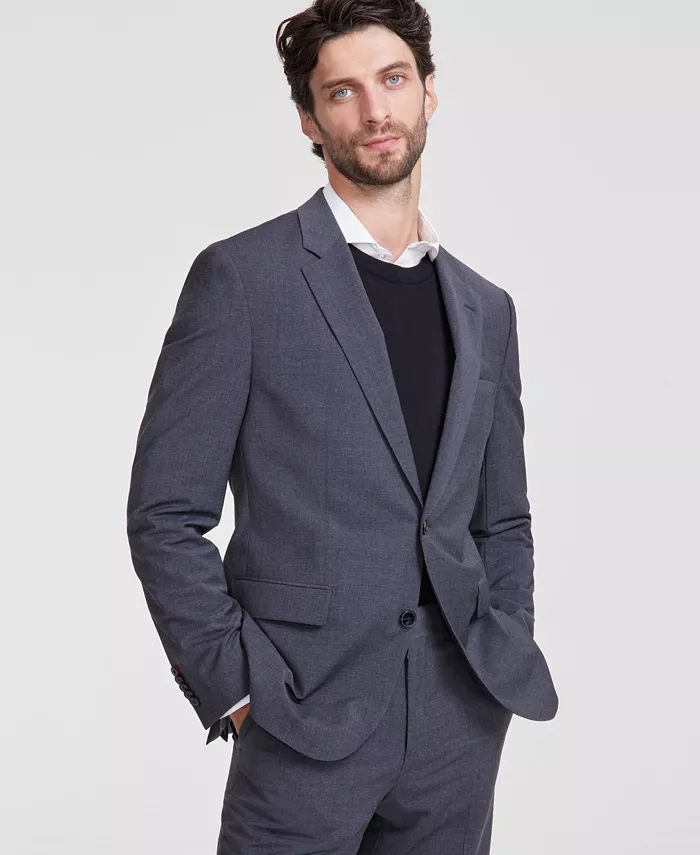 

Мужской современный приталенный пиджак из смесовой шерсти Hugo Boss, серый