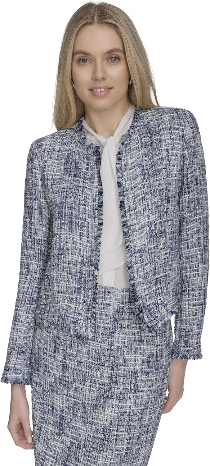 

Женский твидовый пиджак Calvin Klein с открытым передом, Cream Multi