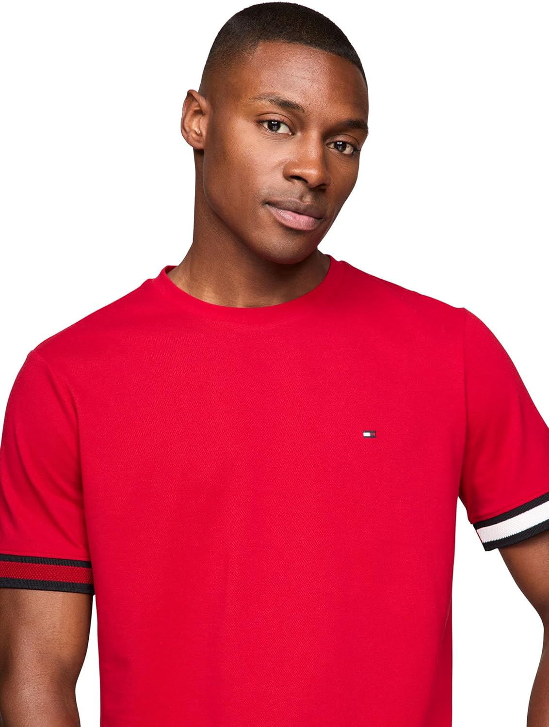 Мужские футболки Tommy Hilfiger из дышащего хлопка с короткими рукавами и манжетами, Medium Red — фото 2