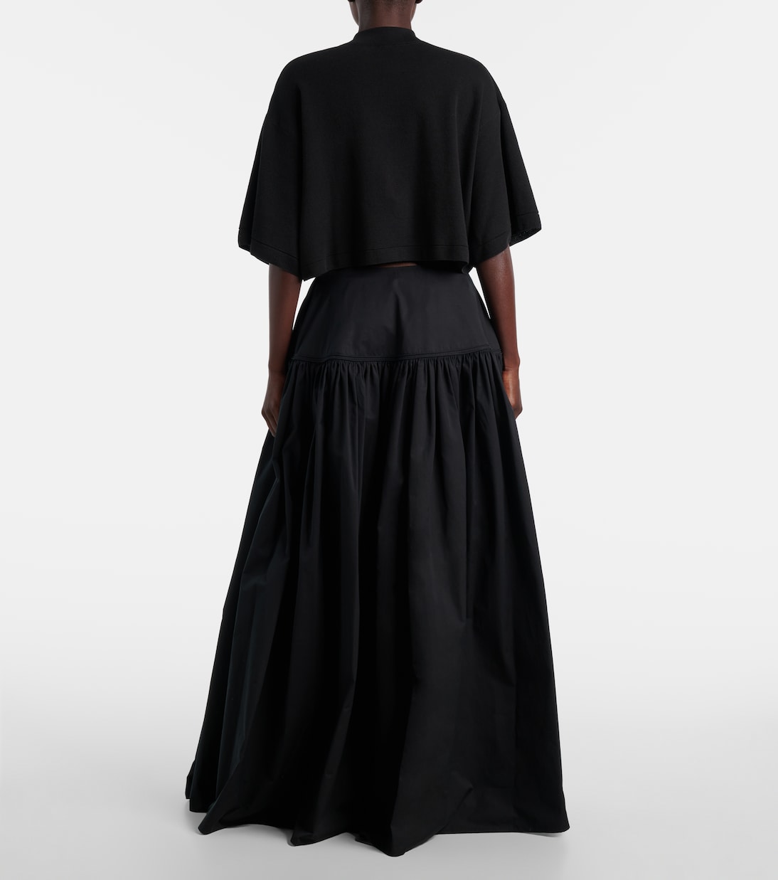Юбка макси из хлопкового поплина со сборками Alaïa, Noir Alaia — фото 3