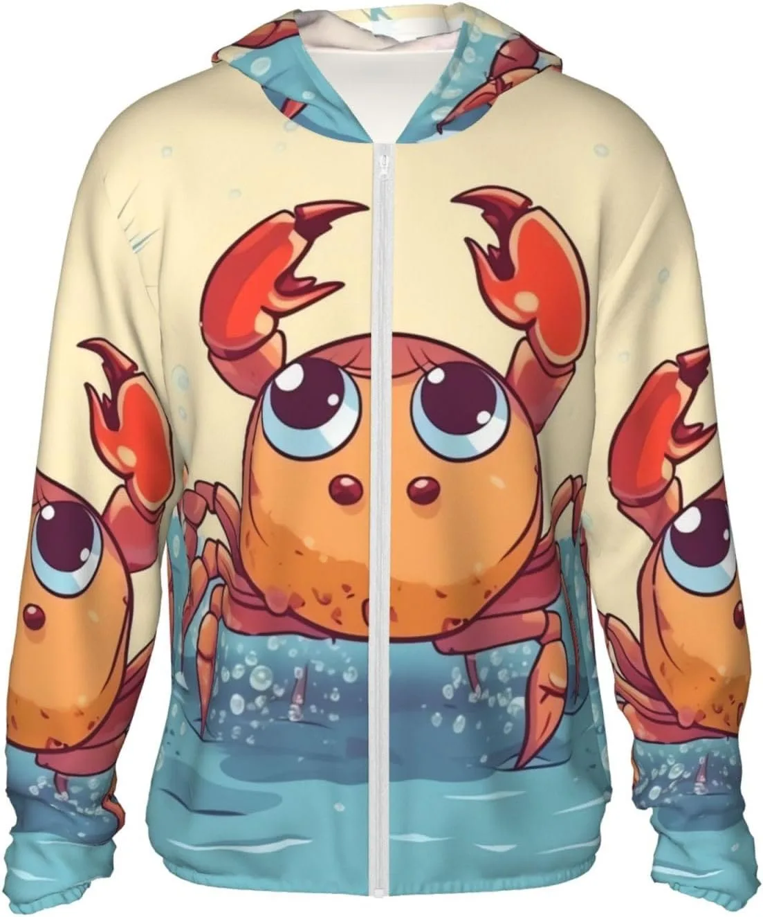 

Мужская толстовка с защитой от солнца UPF 50+, легкая куртка с длинным рукавом, летняя футболка с принтом краба FZQVSLCM