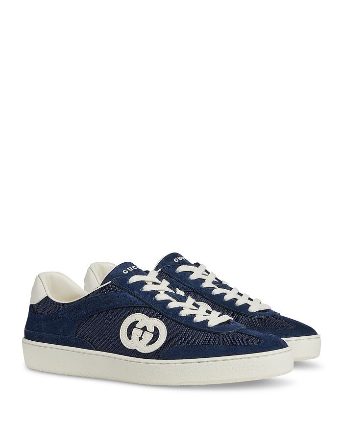 Мужские замшевые кроссовки Gucci Sweet Low Top, синий — фото 4