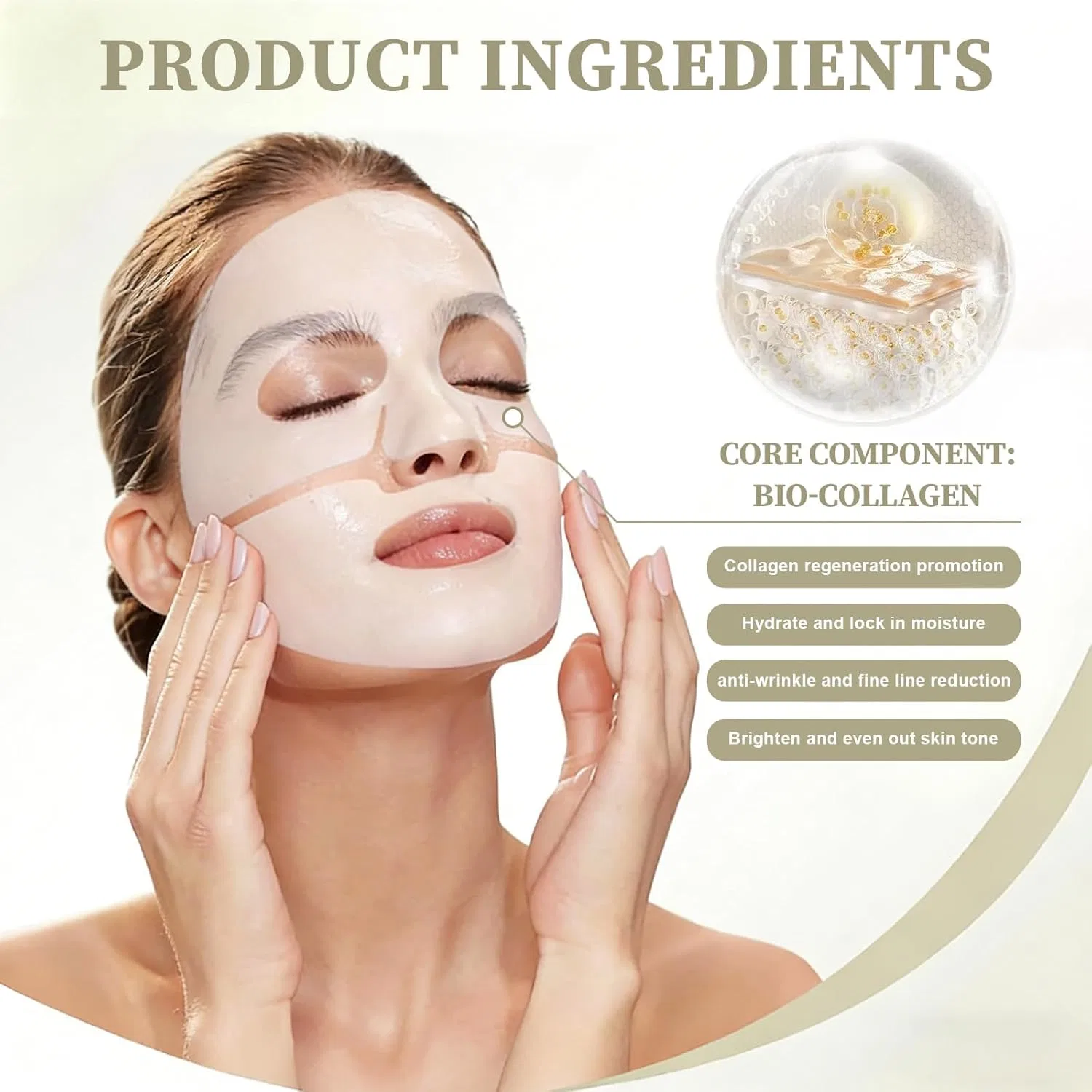 Набор гидрогелевых коллагеновых масок Luuma Collagen Mask Original (15 шт.) Ourdort, White-15 — фото 4