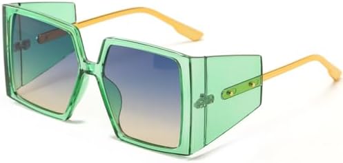 

Винтажные квадратные солнцезащитные очки 2027 года для мужчин, большие солнцезащитные очки в стиле стимпанк для женщин, ретро-очки с защитой от УФ-излучения UV400 MTZJH, Blue Yellow