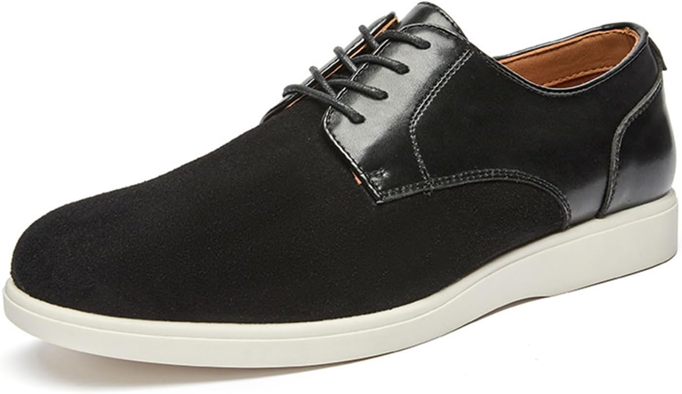 

Мужские замшевые кроссовки-оксфорды с круглым носком, кроссовки, модные, удобные, на шнуровке, нескользящие, повседневные деловые кроссовки, дышащие, легкие, для ходьбы, дерби для офиса, свадьбы и работы Nxnbhsl, черный
