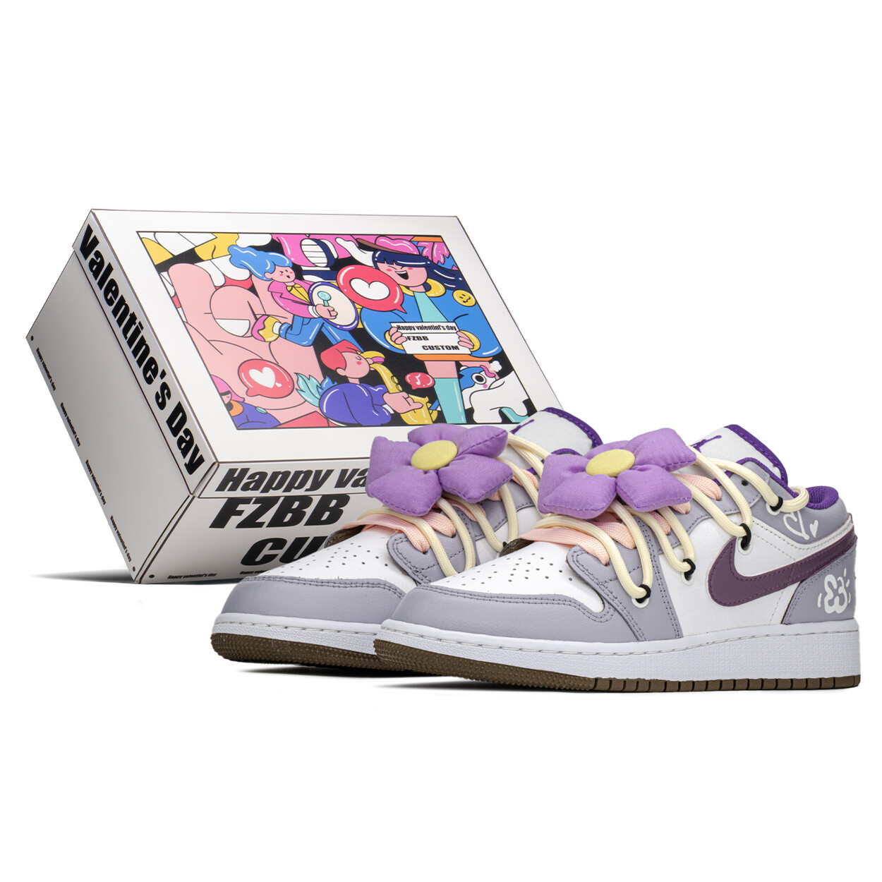 

Кроссовки Air Jordan 1 Vintage Basketball Shoes Women's Low-top White/purple, фиолетовый