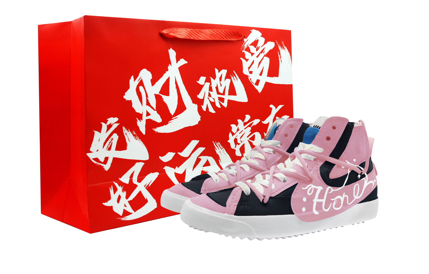 

Nike Кроссовки для скейтбординга Blazer Mid Chubby Little Craftsman, устойчивые к истиранию, мид-топ, унисекс, черно-розовые