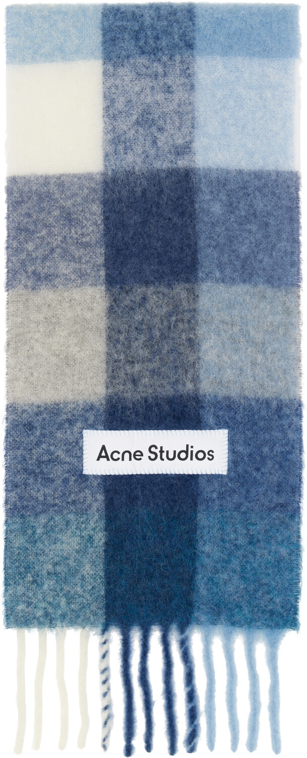 

Синий мохеровый шарф в клетку Acne Studios
