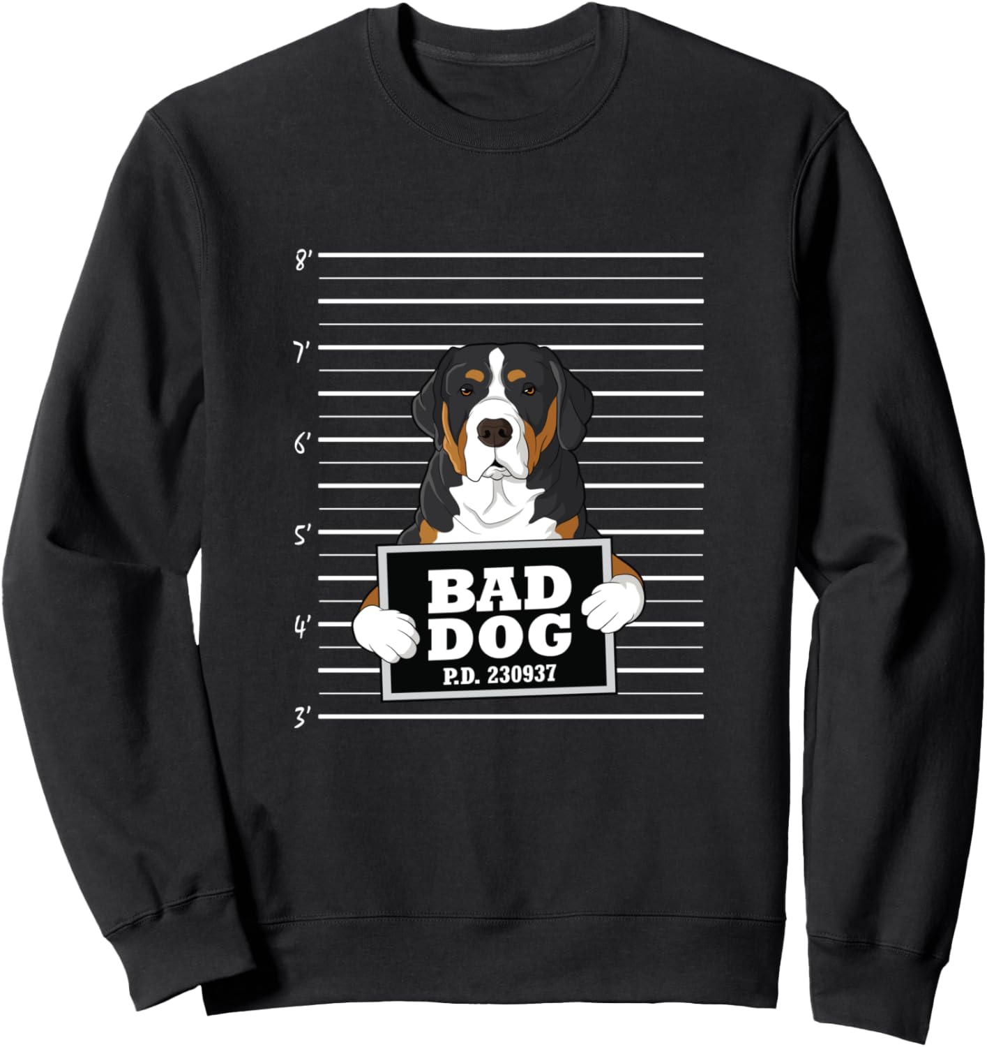 

Толстовка с изображением швейцарской горной собаки и надписью Guilty Dog Bad Dog Mug Shot Greater Swiss Mountain Dog, черный