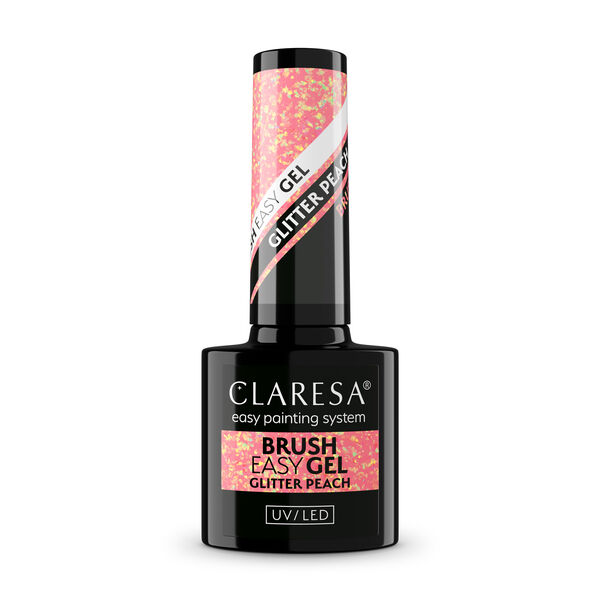

Гель-лак для ногтей с блестками персикового цвета, 5 г Claresa Nails Brush easy gel, цвет glitter peach