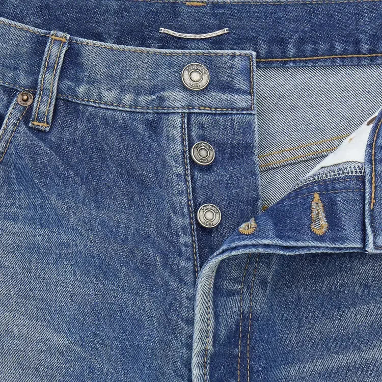 Джинсы Saint Laurent High Rise Tapered, синий — фото 3