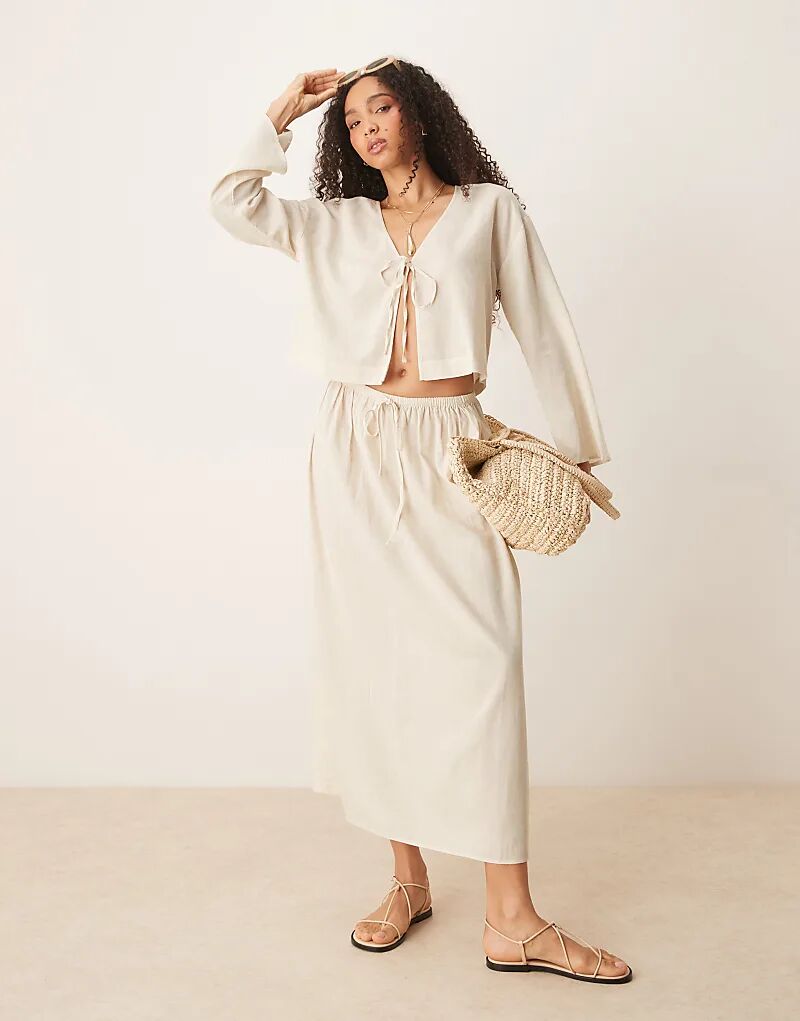 

Пляжная юбка Belle из льняной смеси ASOS DESIGN, натуральный цвет