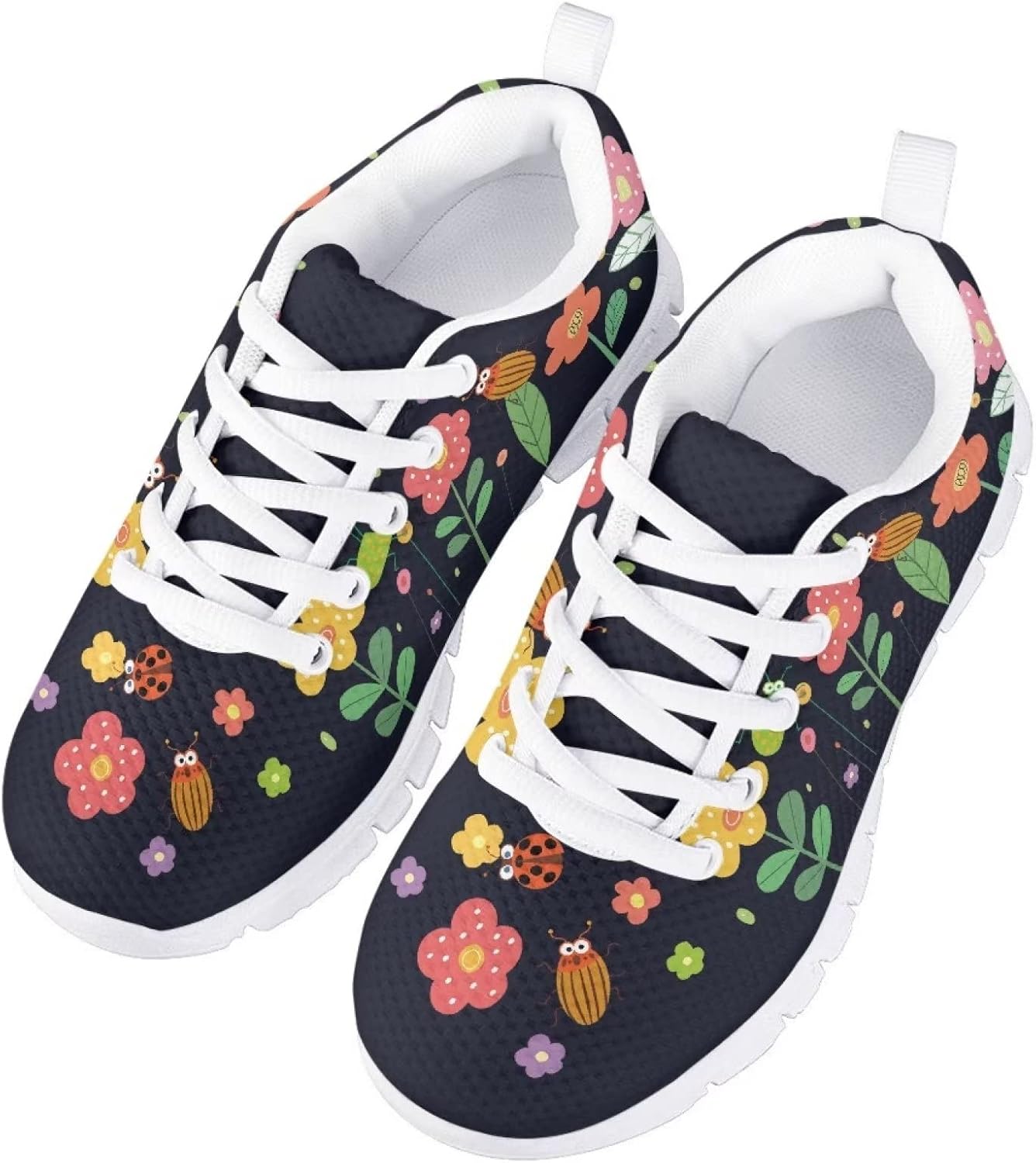 

Детские кроссовки GIFTPUZZ для бега, повседневные, с сеткой, дышащие, для ходьбы, походов и спорта, на платформе, Cute Flower