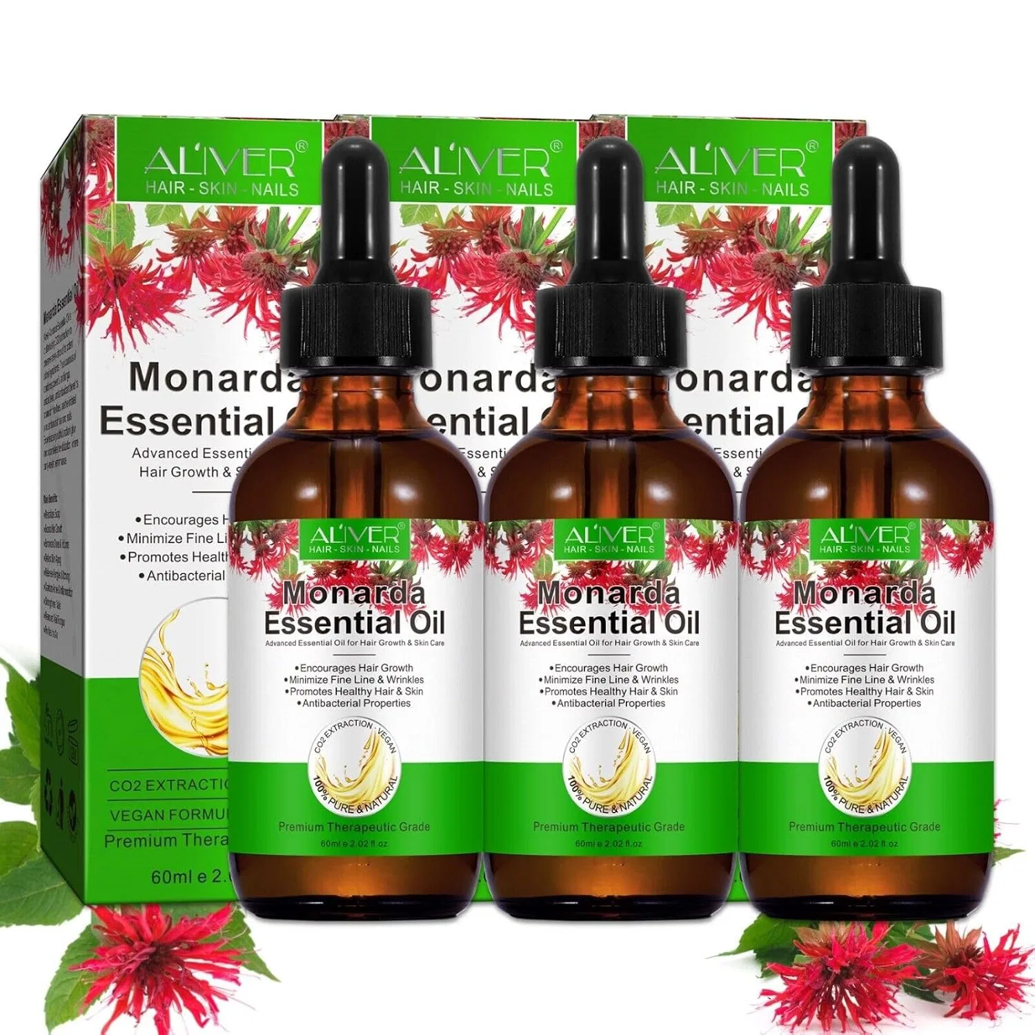 Набор эфирных масел P-Beauty 3 x 60 мл: для волос, кожи и ресниц P-Beauty Cosmetic Accessories, 3 X 60 Ml