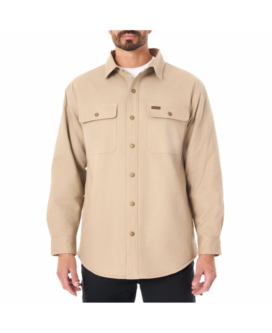 

Мужская рубашка-куртка из эластичного канваса с подкладкой из искусственной шерпы и застежками на кнопках Smith's Workwear, Aged khaki