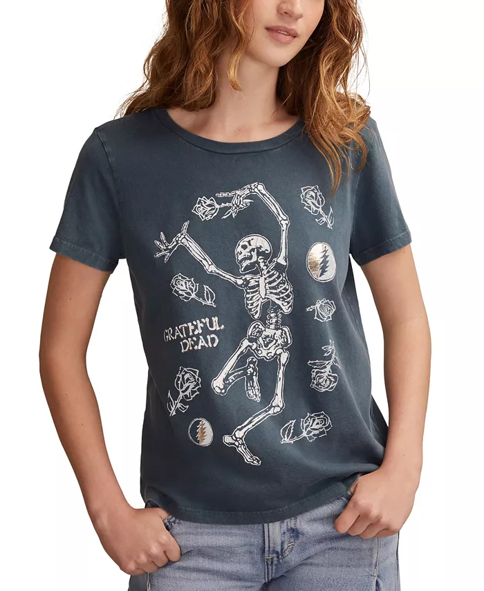 

Женский классический топ с круглым вырезом Grateful Dead Dancing Skulls Lucky Brand, синий