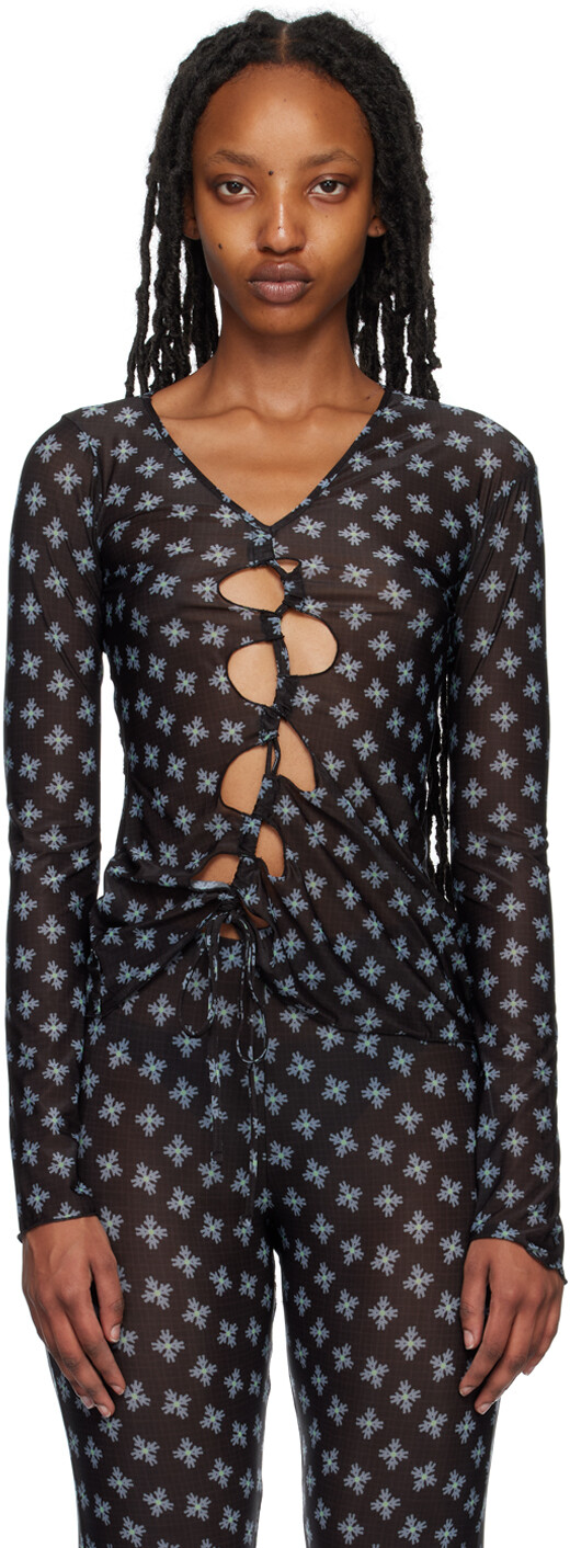 

Эксклюзивная черная футболка с длинным рукавом от SSENSE AVAVAV