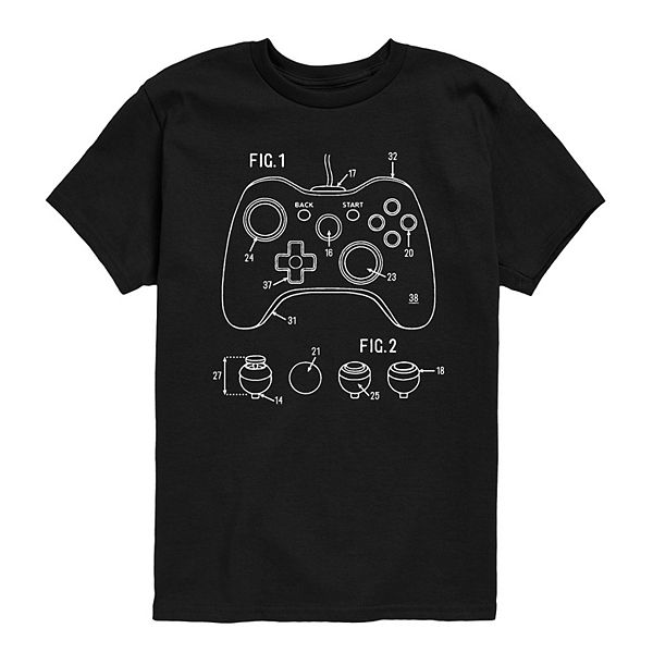 

Футболка с принтом Boys 8-20 game controller diagram Licensed Character, Black