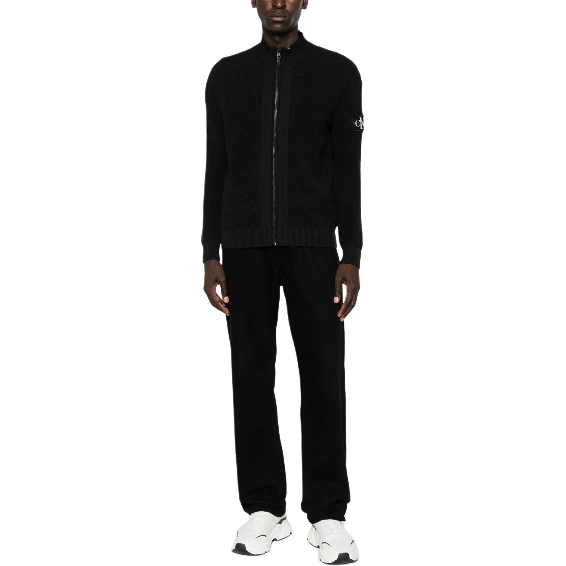Кардиган из вафельной ткани с молнией Calvin Klein, черный — фото 4
