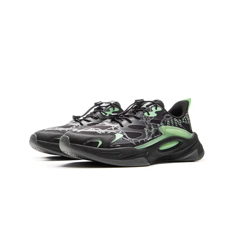 LINING YOUNG Амортизаторы low top детские повседневные кроссовки black green для подростков — фото 4