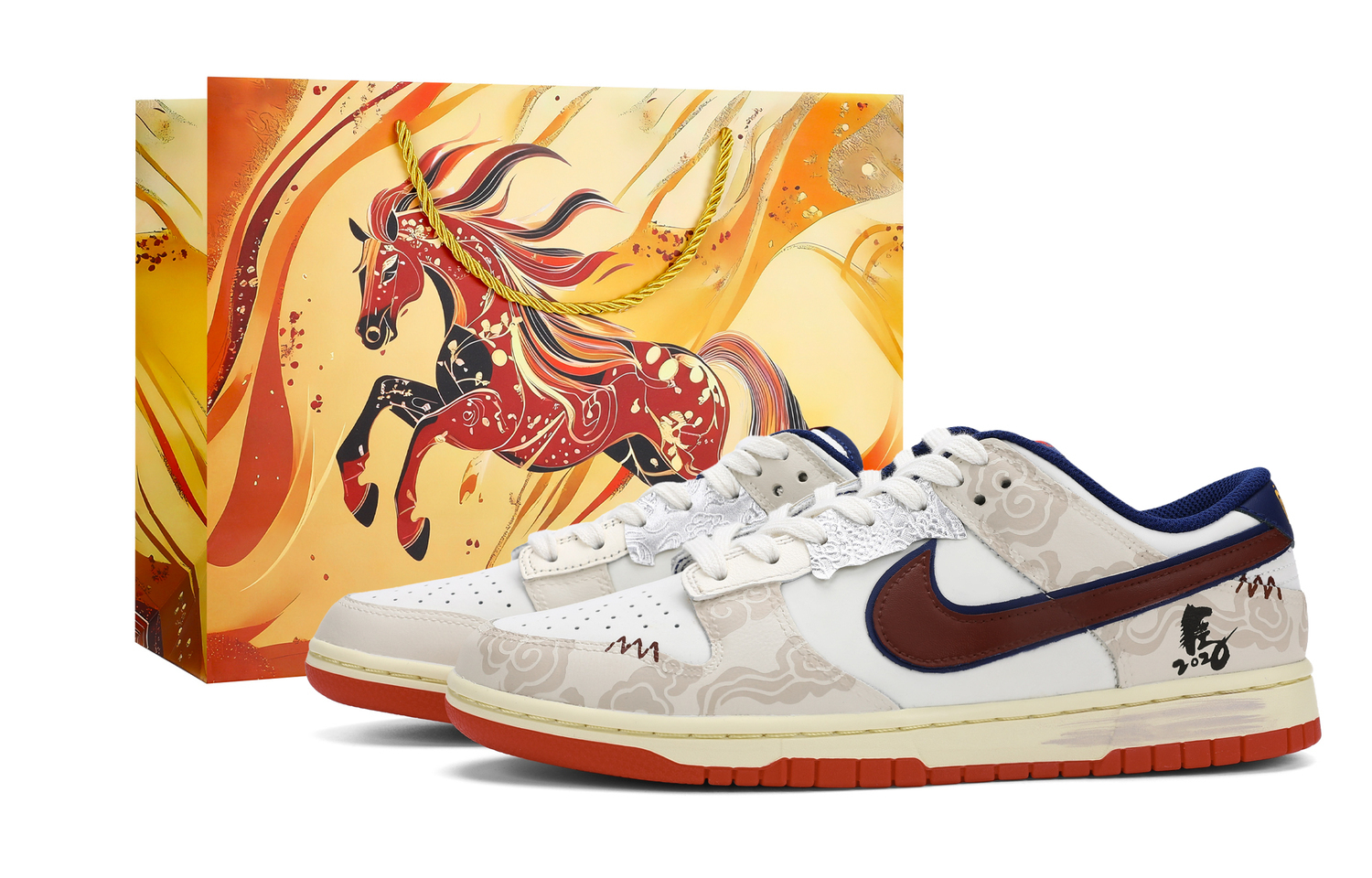 

Nike Мужские низкие скейтбордные кроссовки Dunk, износостойкие и легкие, белый с красными элементами