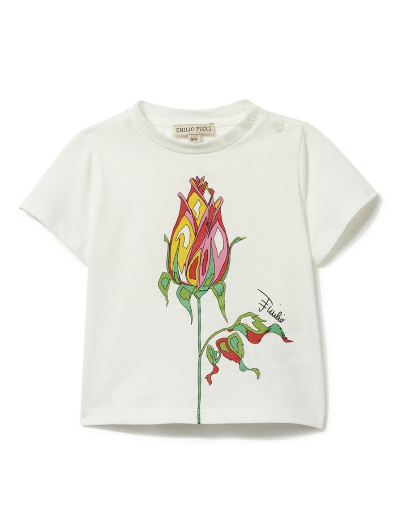 

PUCCI Junior футболка с цветочным принтом, белый