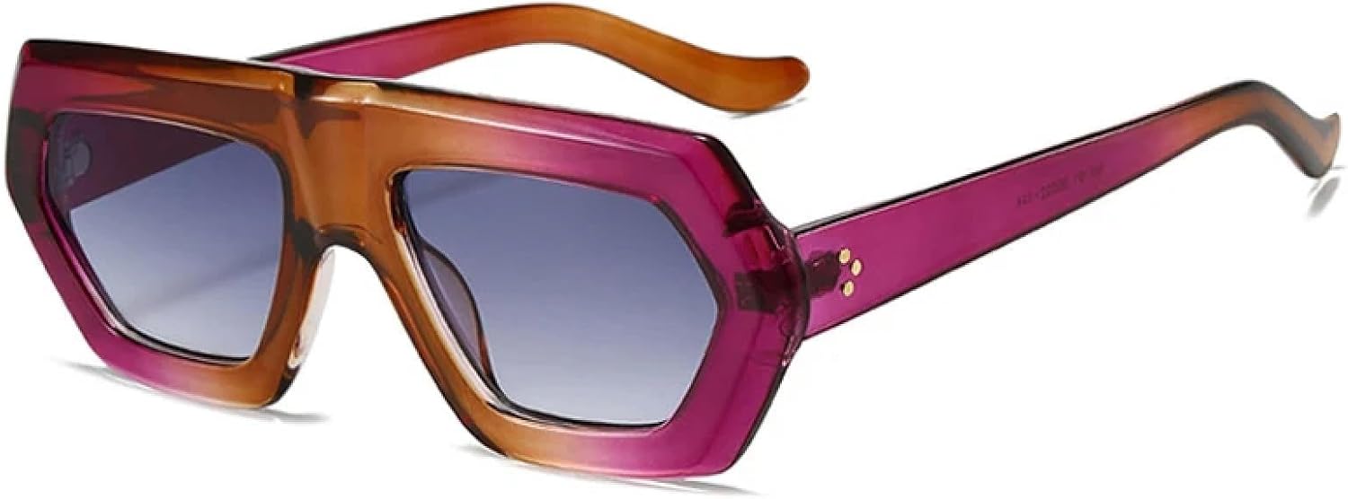 

Женские солнцезащитные очки неправильной формы с градиентным линзовым покрытием UV400 в стиле ретро, ​​мужские очки с прозрачными линзами в оправе HHZZYVY, Tea Purple Gray