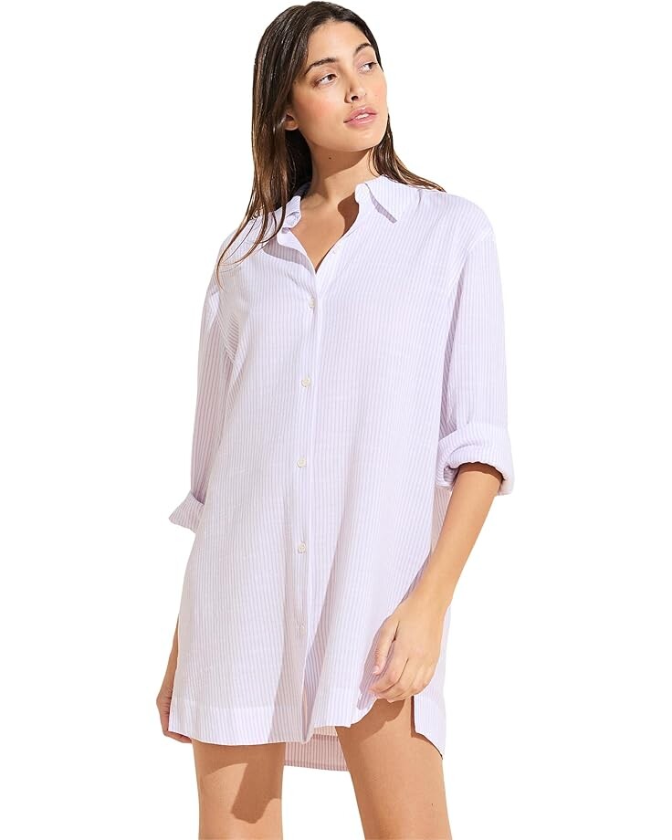 

Ночная рубашка Eberjey Nautico Sleepshirt, цвет White/Lavender