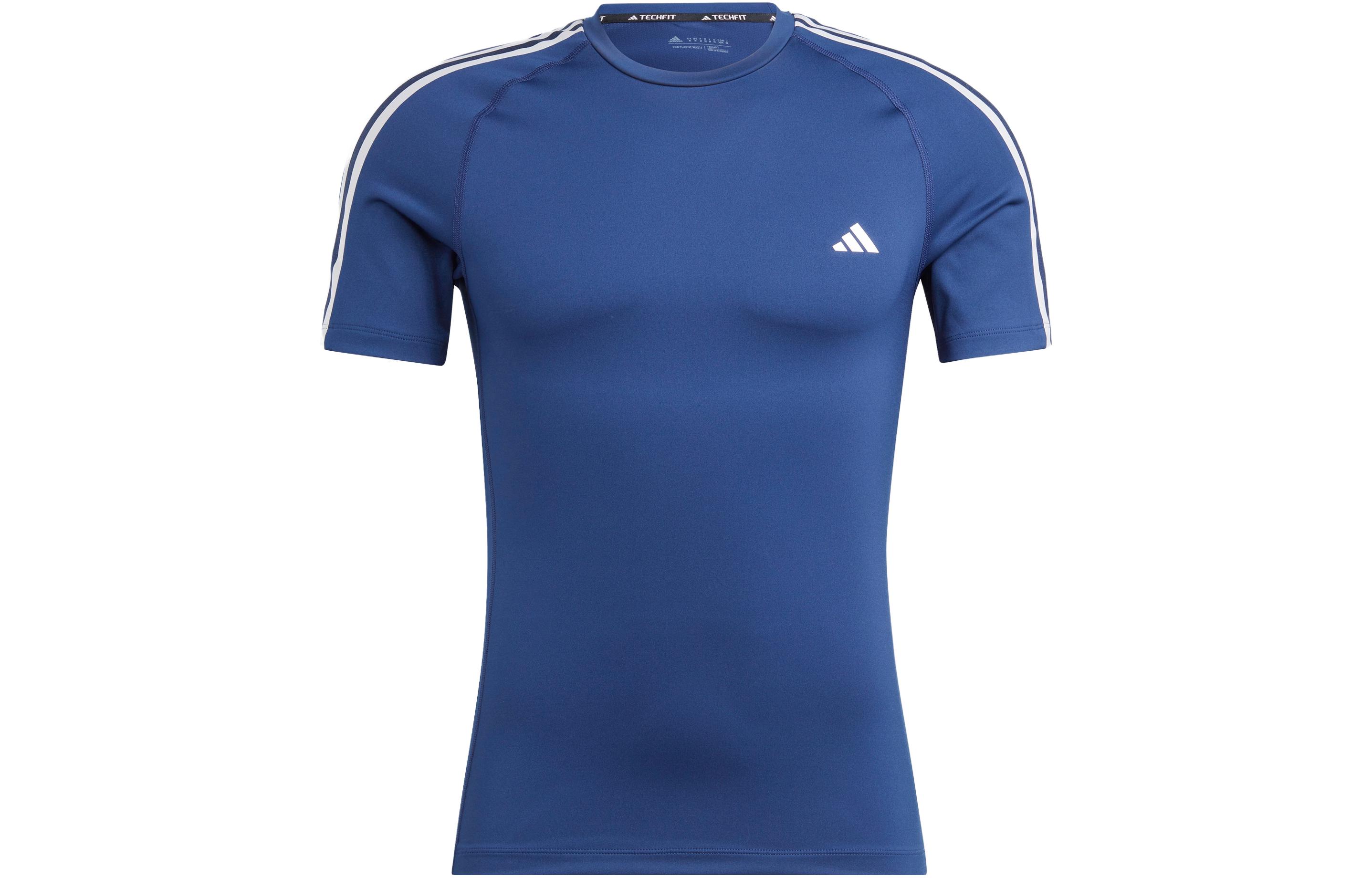 Adidas Мужская футболка темно-синего цвета с круглым вырезом, средней толщины — фото 2