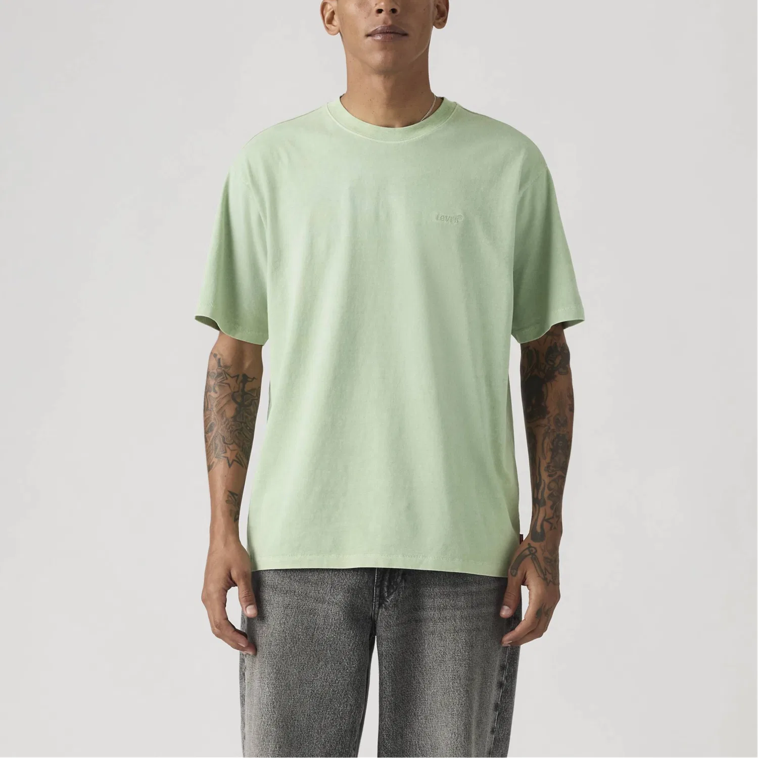 Футболка мужская зеленая crew neck Levis, Green — фото 3