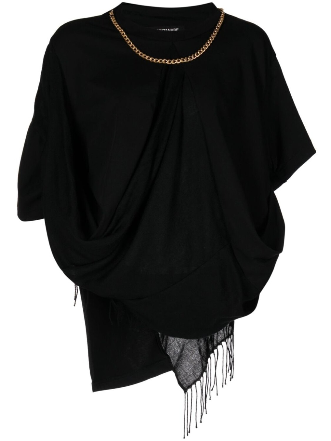 

Junya Watanabe fringe-detail draped top, черный
