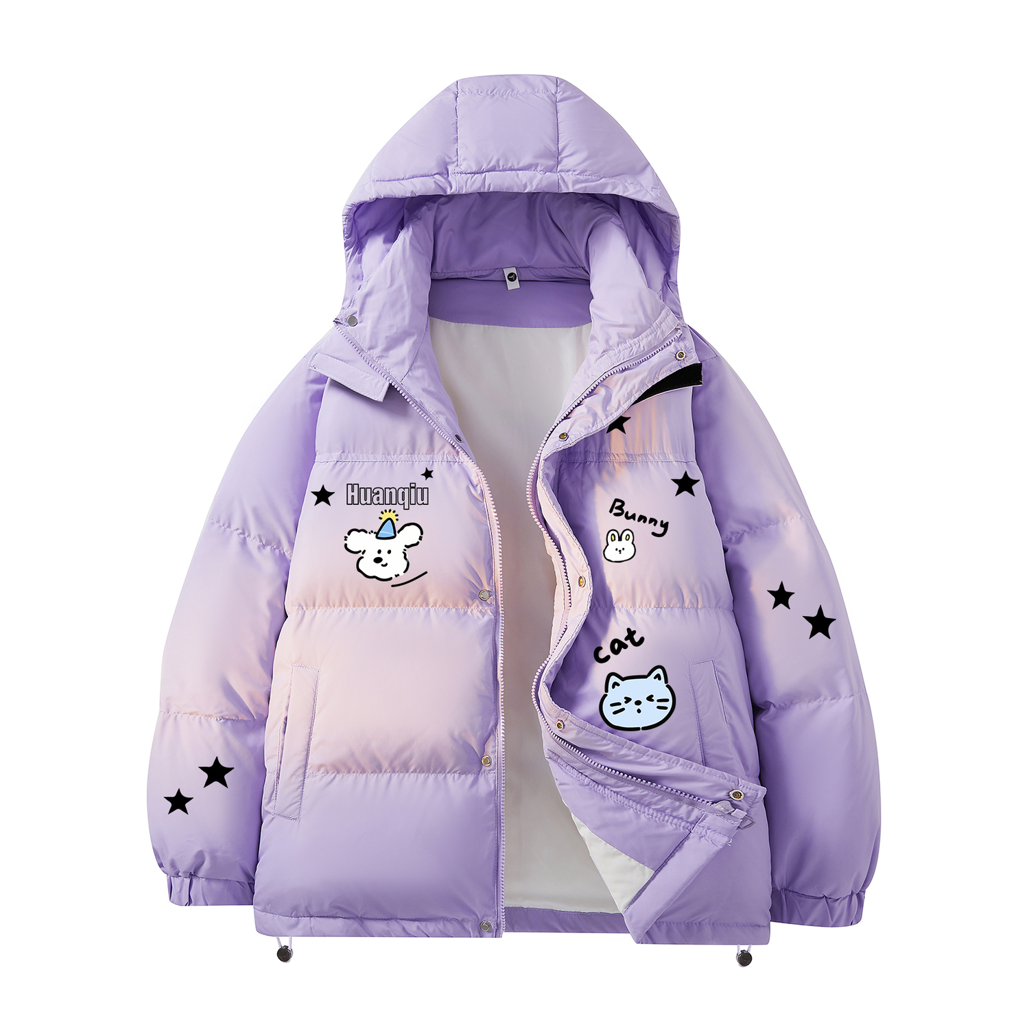 

Пуховик Unisex с капюшоном утепленный HUANQIU, фиолетовый