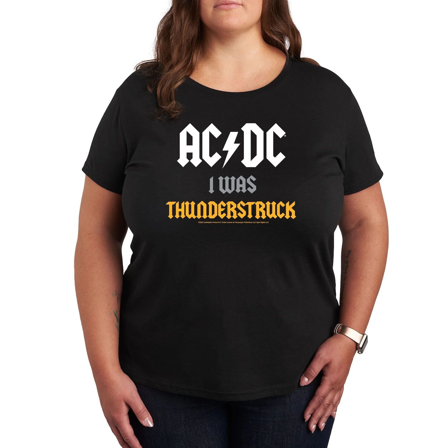 

Футболка Missy Plus Size ACDC I Was Thunderstruck с рисунком Licensed Character, черный