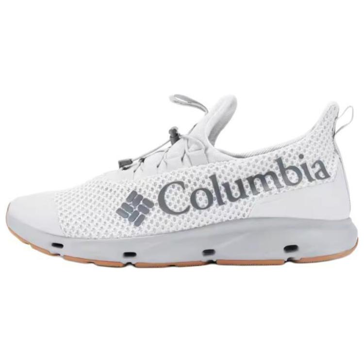 

Прочные дышащие низкие уличные туфли мужские бело-серые Columbia