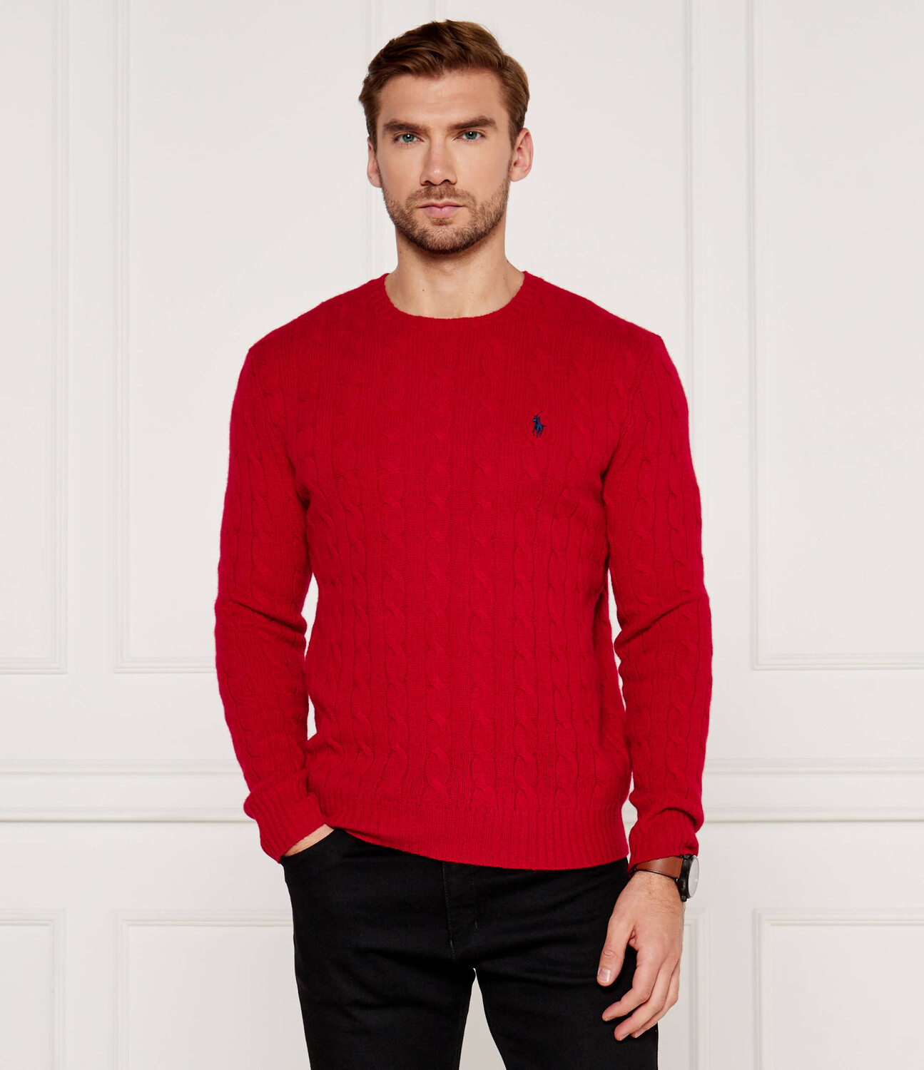 

Свитер из шерсти POLO RALPH LAUREN Slim Fit, красный