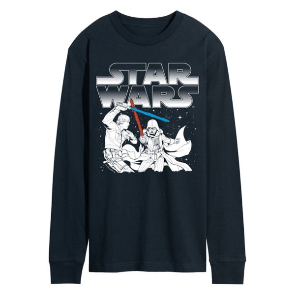 

Мужская футболка с длинным рукавом и принтом «Люк против Вейдера» Star Wars, синий