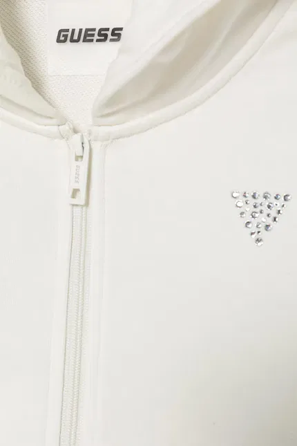 Детская толстовка на молнии с капюшоном Guess, белый — фото 3