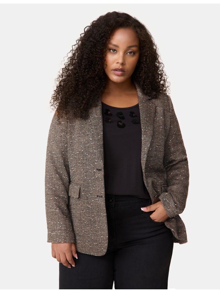 

Блейзер SAMOON Blazer Langarm gefüttert, цвет Pinecore Brown mel.