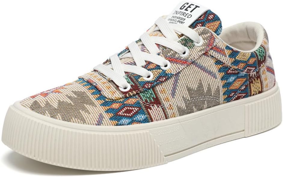 

Мужские кроссовки Tazimall с этническим узором на платформе, повседневные тканевые обувь, хаки