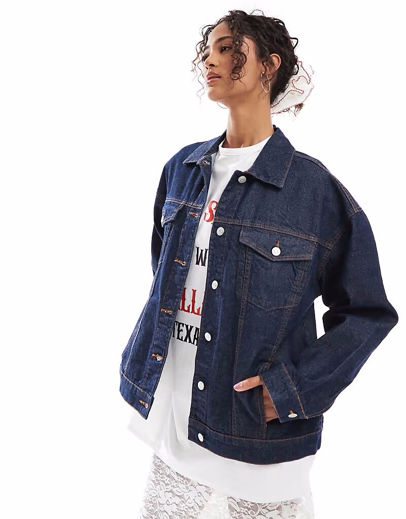 

Джинсовая куртка ASOS DESIGN oversize в стиле 90-х, после стирки