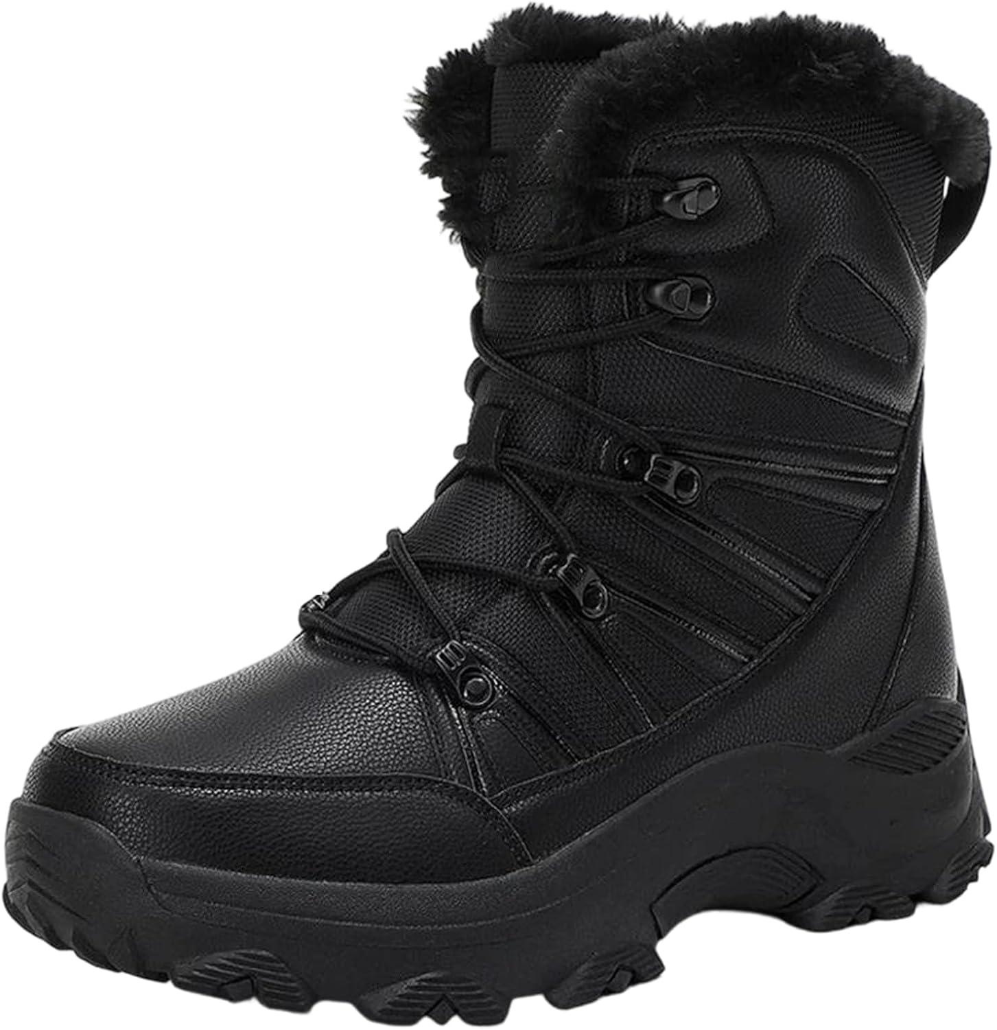 

Мужские зимние ботинки Alloaone большого размера из искусственной кожи с утеплителем, противоскользящие, походные, тактические ботинки для тепла и защиты, черный