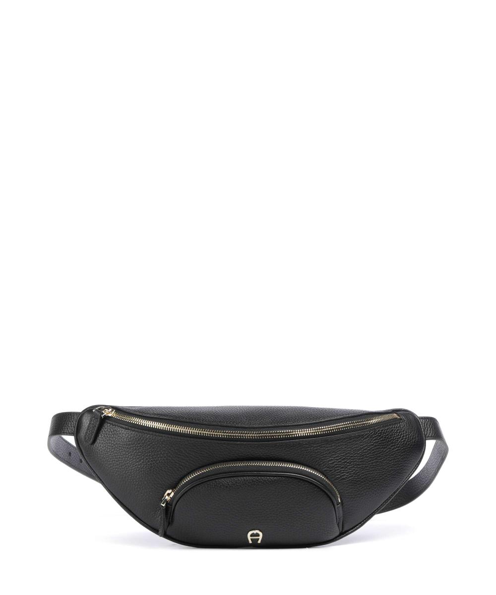 

Модная поясная сумка из зернистой коровьей кожи Aigner, черный