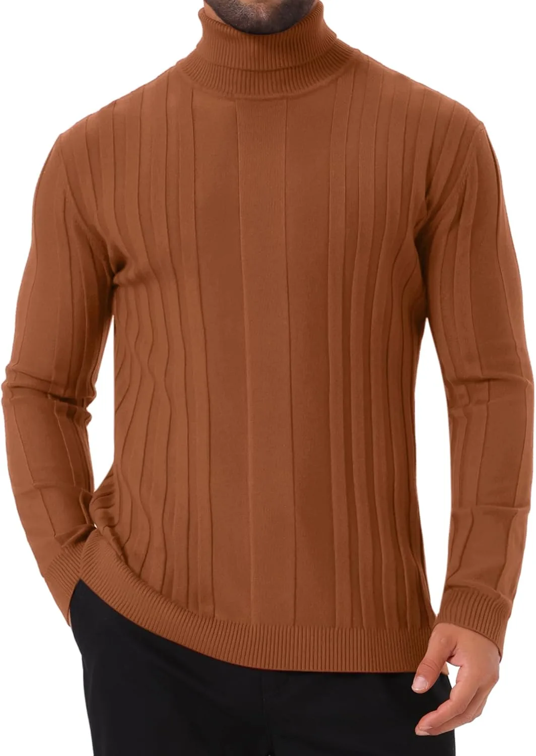 

Мужской свитер-водолазка однотонный теплый вязаный TATT 21